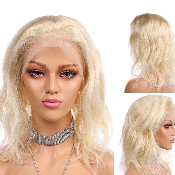 LEX 14” 613 Blonde 100% HUMAN BODY WAVY LACEFRONT BOB WIG - Picture 5 of 6